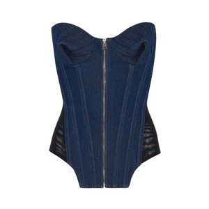 Jean Paul Gaultier Structured Denim Bodice With Sweetheart Neckline - NWT